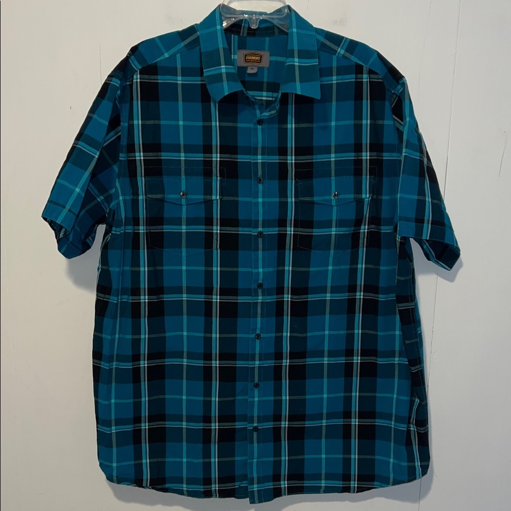 The Foundry Supply Co. Blue and Black Plaid Shirt I21